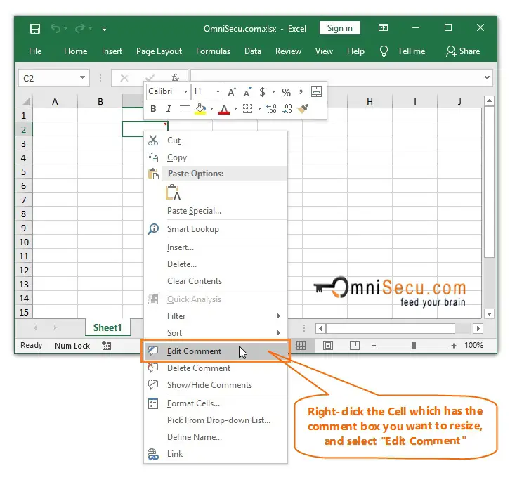 How To Resize A Comment Box In Excel