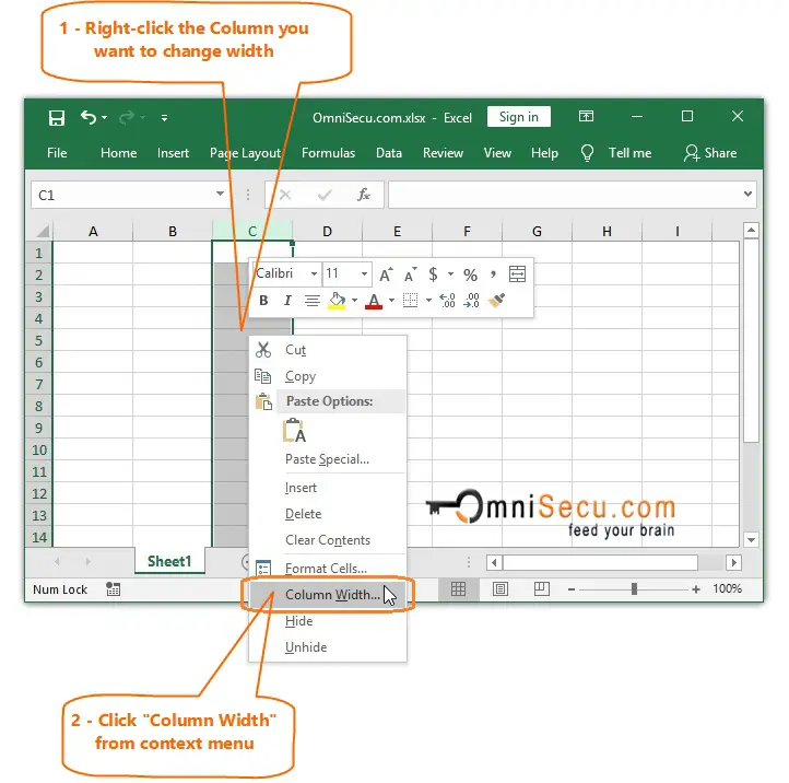 How To Change The Column Width In Excel Worksheet