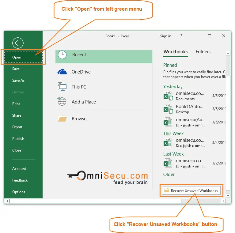 How To Recover New Unsaved Excel Files