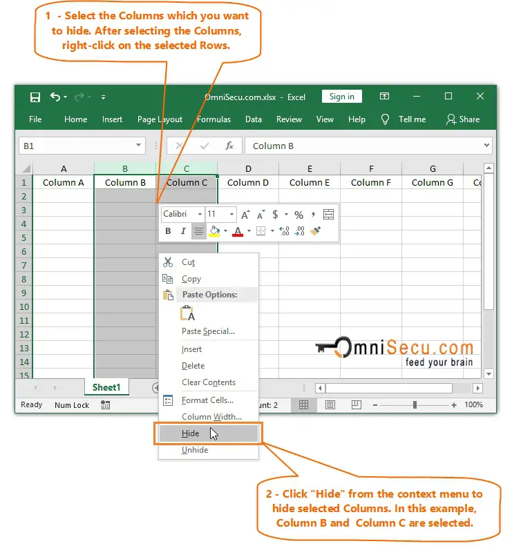 Jow To Unhide A Column In Excel Passlallabout