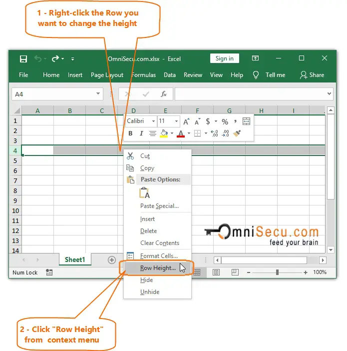 How To Change The Row Height In Excel Worksheet