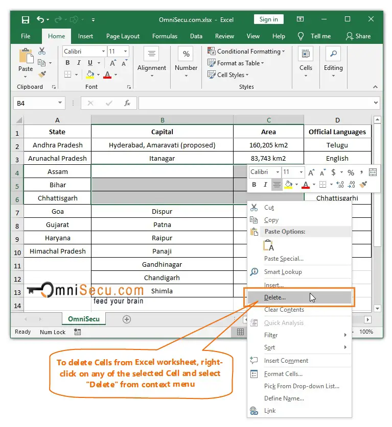 How To Delete Cells From Excel Worksheet