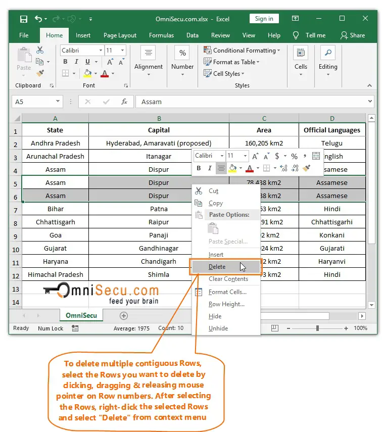 How To Delete Rows From Excel Worksheet