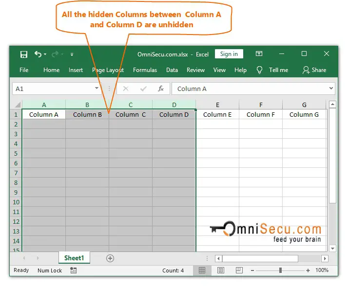 How To Hide Or Unhide Columns In Excel Worksheet