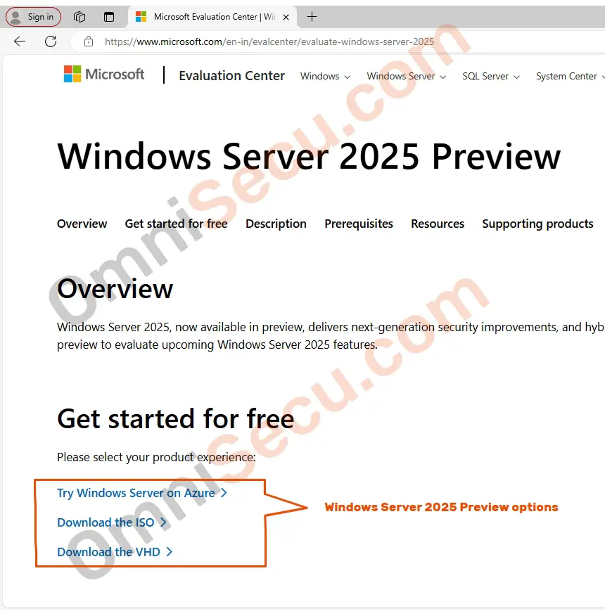 How to download Windows Server 2025 Preview iso file